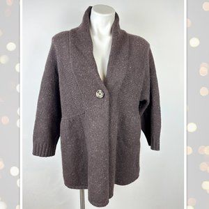 Woolrich Single Button Brown Cardigan 95% Wool Petite XL extra large